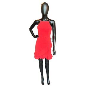 Lulu's Orange Short Halter Mid-Length Dress